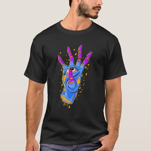 Camiseta Pastel Goth Weirdcore Hand Eye Finger Cut Grudge C (Frente)