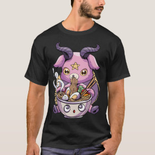 Camiseta Pastel Gótico Baphomet Ramen Noodles Japão Comid