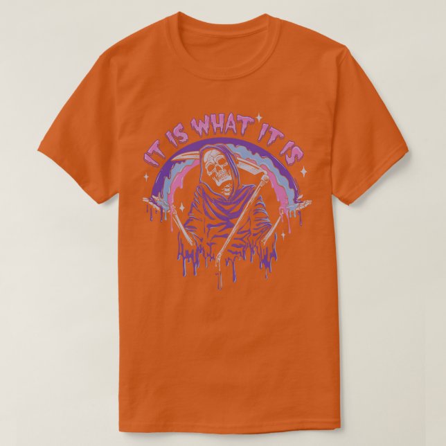 Camiseta Pastel Gótico Grim Reaper É O Que É (Frente do Design)