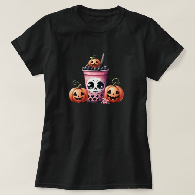 Camiseta Pastel Gótico Halloween Boba e Pumpkins Tee (Frente do Design)