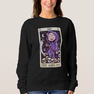 Camiseta Pastel Gótico Tarot Card The Death Grim Reaper Cat