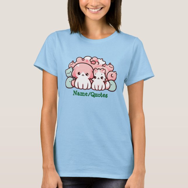 Camiseta Pastel Kawaii Pets Illustration Cute Animals (Frente)