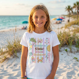 Camiseta Pastel Listras Tchau Escola Olá Verão