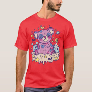 Camiseta Pastel Nu Gótico Kawaii Teddy Bear Oculto Homens