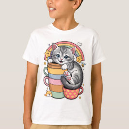 Camiseta Pastel Paws & Rainbow Sips