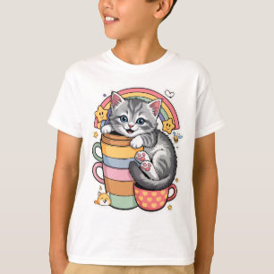 Camiseta Pastel Paws & Rainbow Sips