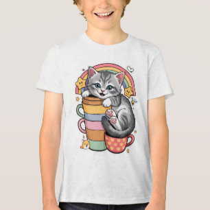 Camiseta Pastel Paws & Rainbow Sips