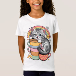 Camiseta Pastel Paws & Rainbow Sips