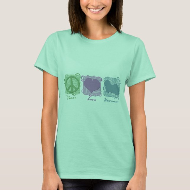 Camiseta Pastel Peace, Love e Havanese (Frente)