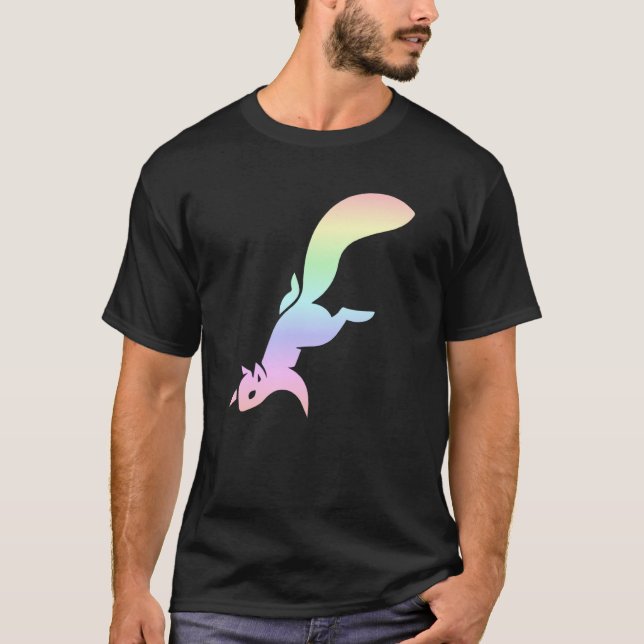 Camiseta Pastel Rainbow Squirrel Silhouette (Frente)