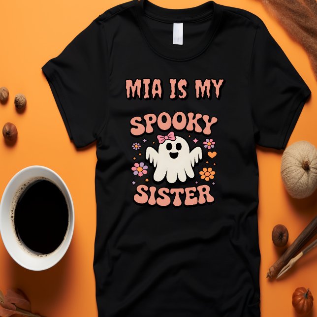 Camiseta Pastel Retro Ghost Spooky Irmã Bonita Halloween (Criador carregado)