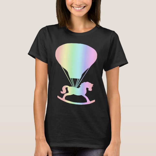 Camiseta Pastel Rocking Horse Kids Nursery Hot Air Balloon (Frente)
