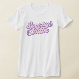 Camiseta Pastel Rosa e Roxo, Babe Spooky Com Fantasmas Melt