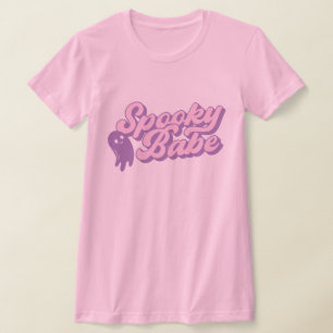 Camiseta Pastel Rosa E Roxo, Bebê Spooky Com Fantasma Cute