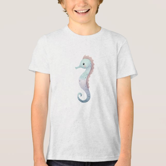 Camiseta Pastel Seahorse Watercolor Illustration (Frente)