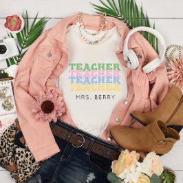 Camiseta Pastel Teacher Adicione Seu Nome