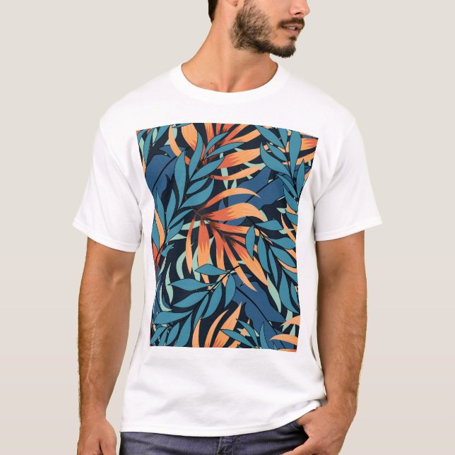 Camiseta Pastel Tropical Abstrato Botânica (Frente)