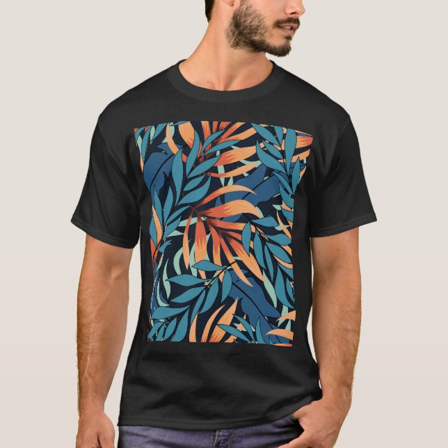 Camiseta Pastel Tropical Abstrato Botânica (Frente)