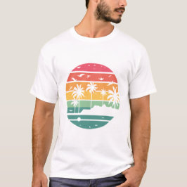 Camiseta Pastel Tropical Sunset Palm Tree Design