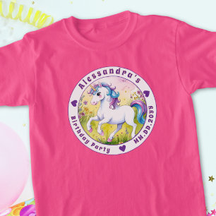 Camiseta Pastel Unicórnio Mágico Aniversário Personalizado
