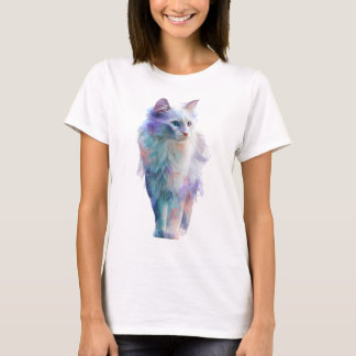 Camiseta Pastel Watercolor Dreamy Longhair Cat Women