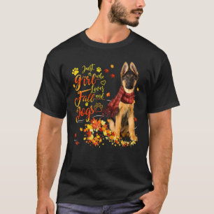 Camiseta Pastor Alemão Apenas Uma Garota Que Ama Outono E C