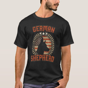 Camiseta Pastor Alemão Bandeira Americana EUA Cão Patriótic