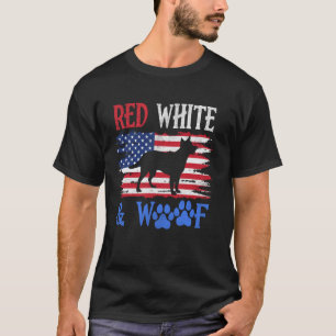 Camiseta Pastor Alemão Bandeira Americana EUA Vermelho Bran