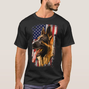 Camiseta Pastor Alemão Bandeira Americana Patriótica 4 De