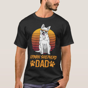 Camiseta Pastor Alemão Branco Vintage Dia dos Pais Para