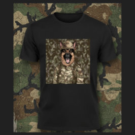 Camiseta Pastor Alemão Camuflado Militar