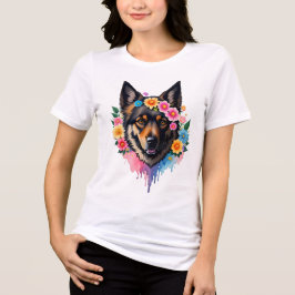 Camiseta Pastor Alemão Coroa de Flor Silvestre Cachorro Flo