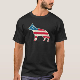 Camiseta Pastor Alemão da Bandeira Americana de 4 de Julho