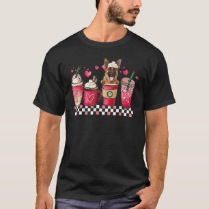 Camiseta Pastor Alemão Dia dos Namorados Café Coração Mulhe