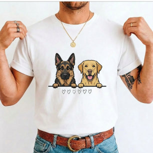 Camiseta Pastor Alemão e Labrador Amarelo para amantes de c