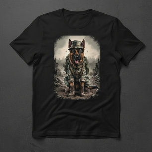 Camiseta Pastor Alemão em Farda de Soldado