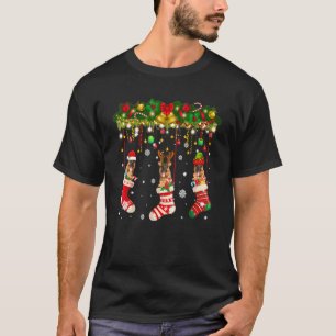 Camiseta Pastor Alemão em Meia Natal Rena Papai Noel Elfo F