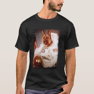 Camiseta Pastor Alemão Engraçado Astronauta Espaço Cão Anim