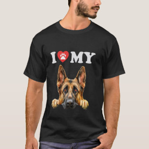 Camiseta Pastor Alemão Eu Amo Meu Cachorro Amante de Cachor
