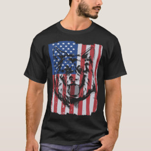 Camiseta Pastor Alemão EUA Merica Bandeira Retro