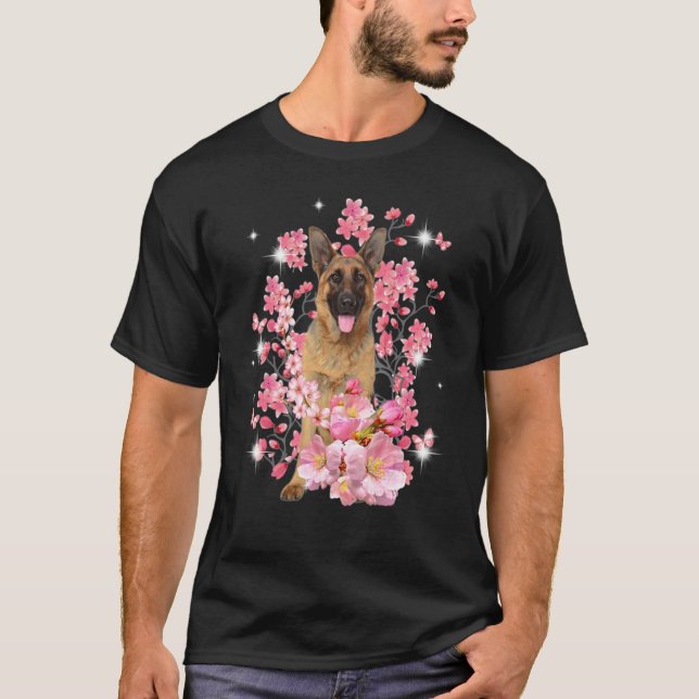 Camiseta Pastor Alemão Flores de Cerejeira (Frente)