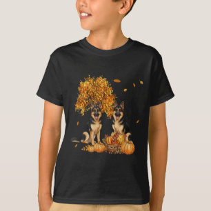 Camiseta Pastor Alemão Folha de Outono Cachorro Halloween