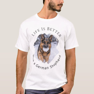 Camiseta Pastor Alemão GSD Foto A Vida é Melhor homens