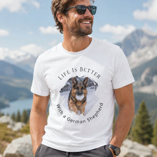 Camiseta Pastor Alemão GSD Foto A Vida é Melhor homens
