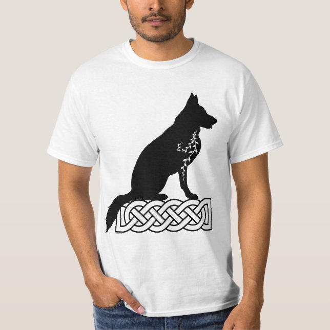 Camiseta Pastor Alemão Loki Nó de Marinheiro Preto (Frente)