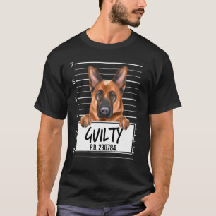 Camiseta Pastor Alemão Mugshot Cão Culpado
