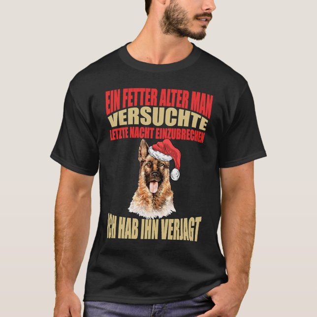 Camiseta Pastor Alemão Natal Papai Noel (Frente)