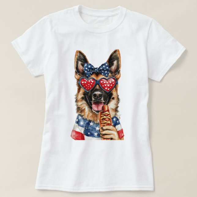 Camiseta Pastor Alemão Patriótico (Frente do Design)