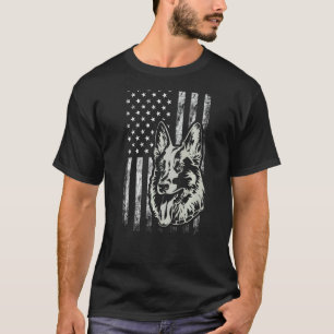 Camiseta Pastor Alemão Patriótico Bandeira Americana Homens