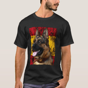 Camiseta Pastor Alemão Patriótico Bandeira da Espanha - Env